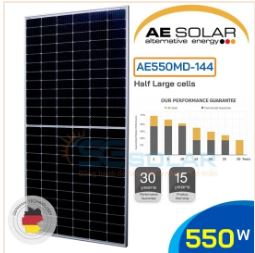Tấm pin năng lượng mặt trời AE-SOLAR 550W - Chi Nhánh Đồng Nai - Công Ty TNHH Đầu Tư Và Thương Mại Năng Lượng Se Solar